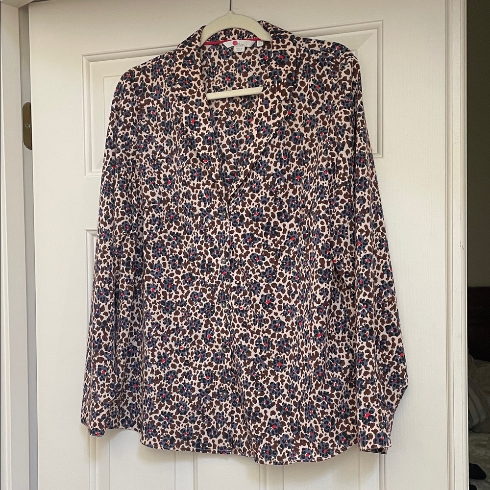 Boden Multicolor Leopard Print Blouse Size 12